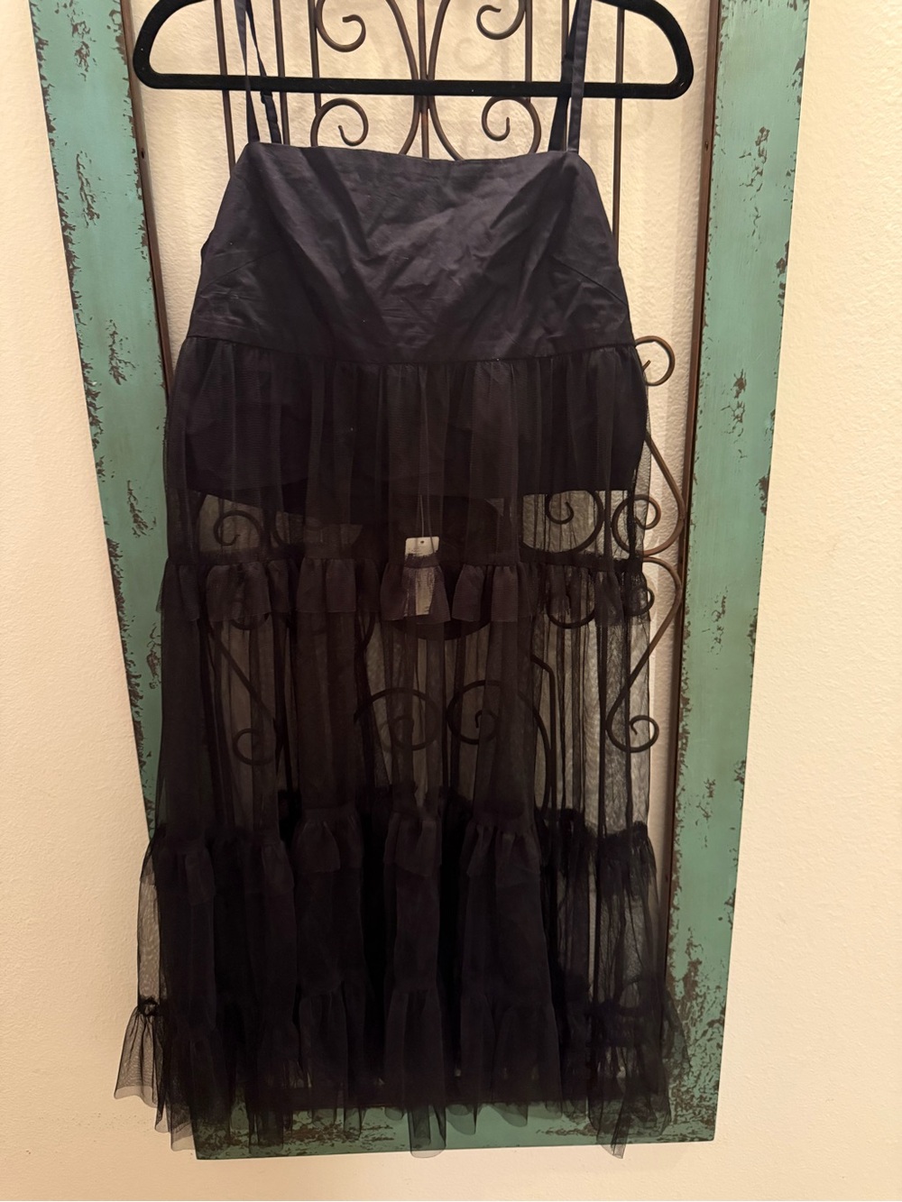 Maeve Anthropologie Black Sheer Tiered Tulle Maxi Dress Size S NWT - Picture 2 of 7